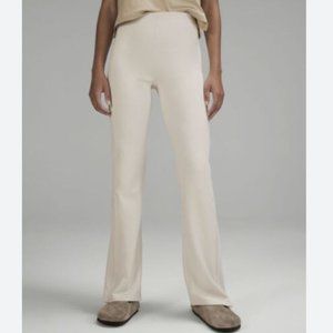 RARE | NWT | Lululemon Brushed Softstream Rib Zip Flare Pants | White Opal | 10